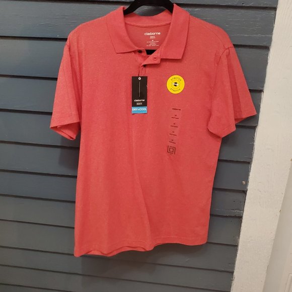 Claiborne Men's Polo - Size M Slim & Stretch Salmon  - NWT - Picture 4 of 8